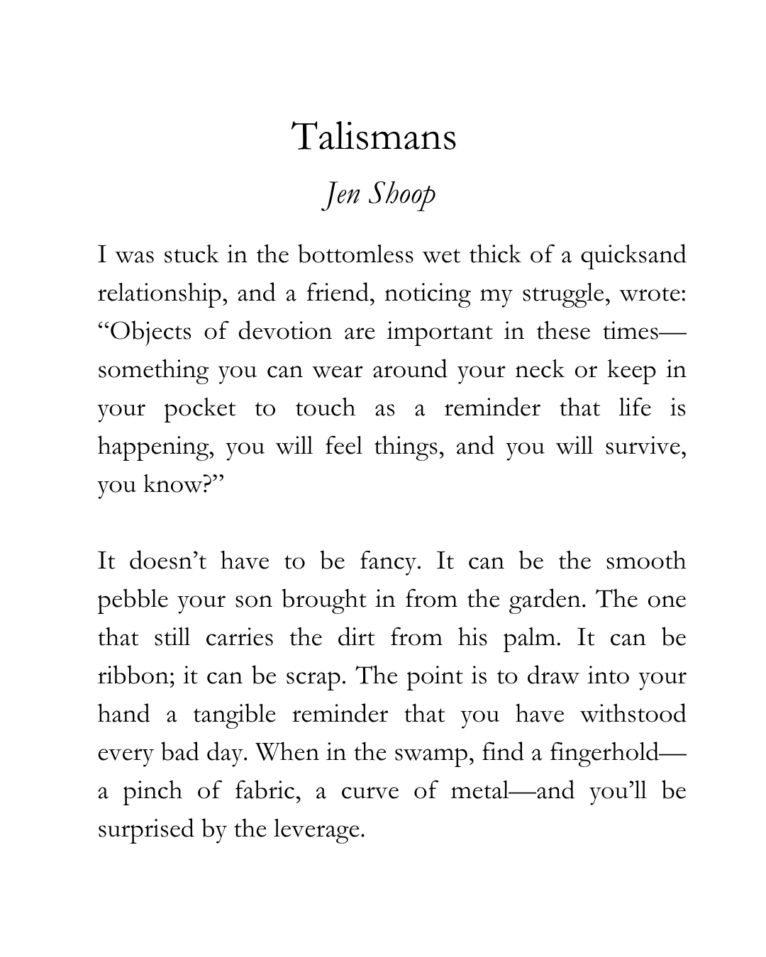 talisman poem