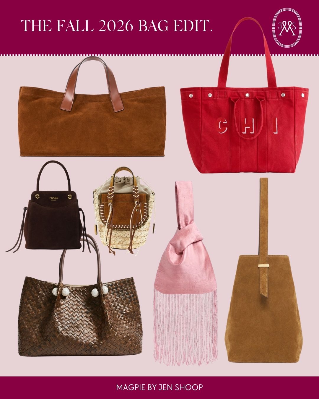 The fall 2026 bag edit collage.