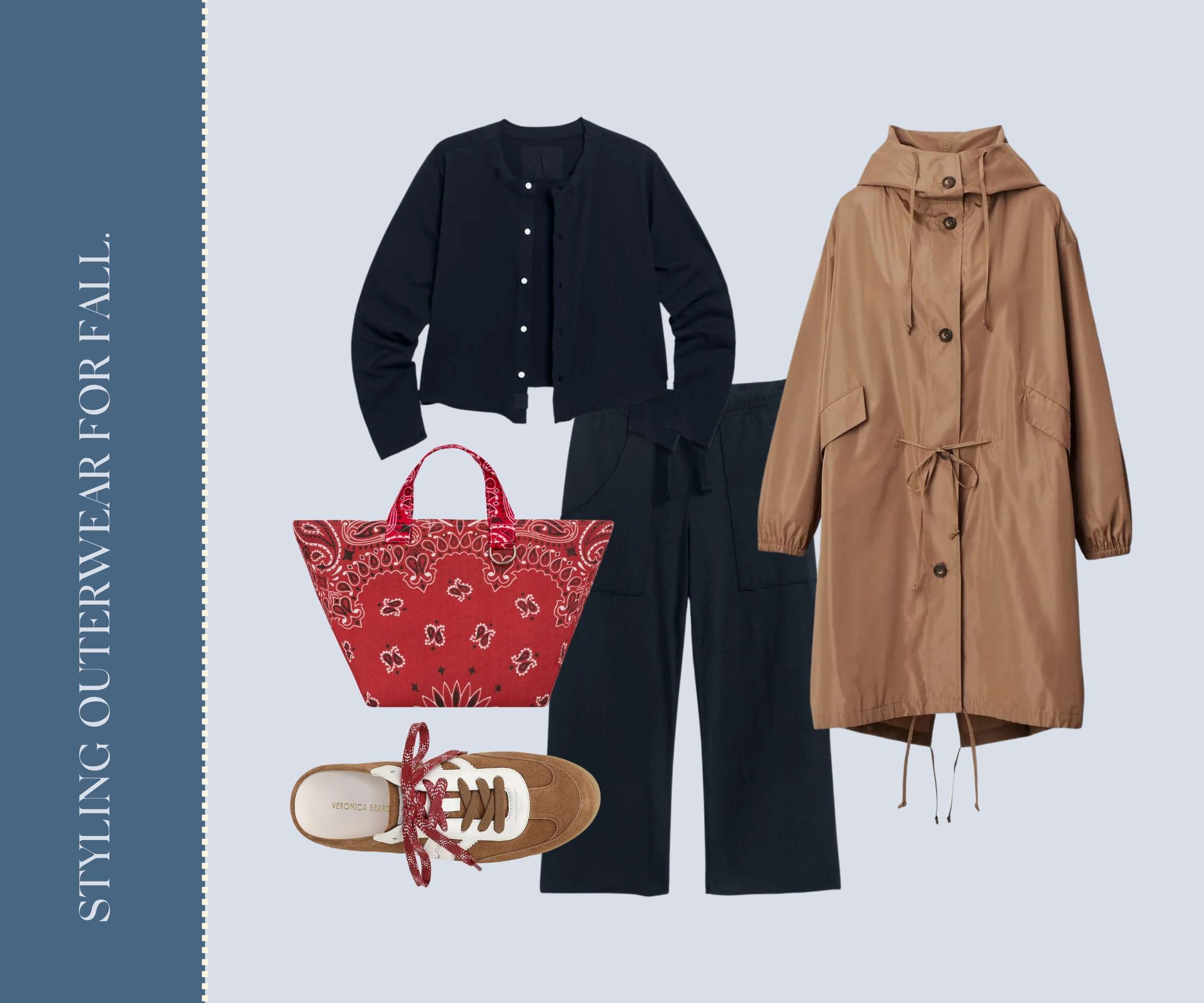 Styling outerwear for fall collage.