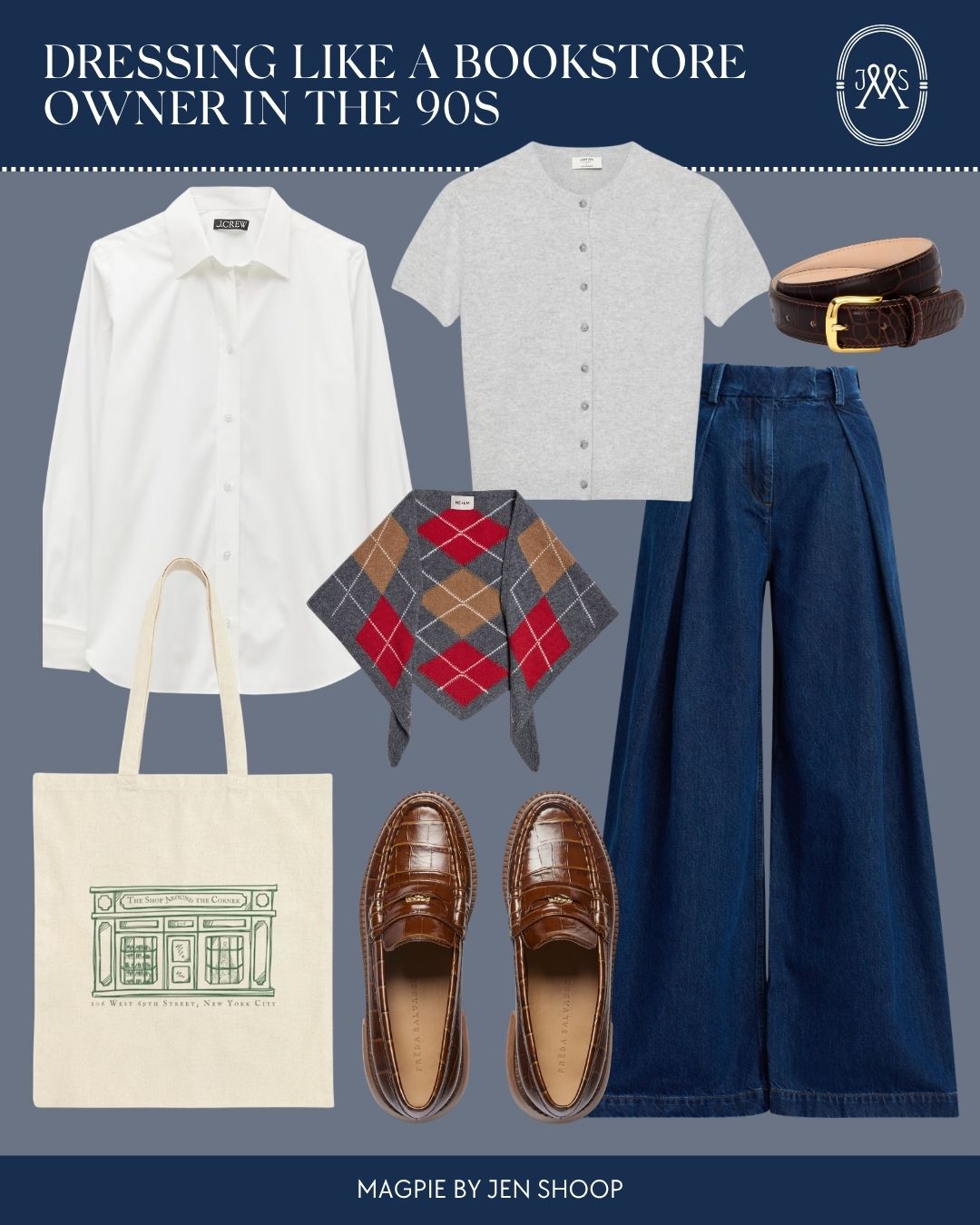 Dressing like a bookstore owner in the 90s collage.