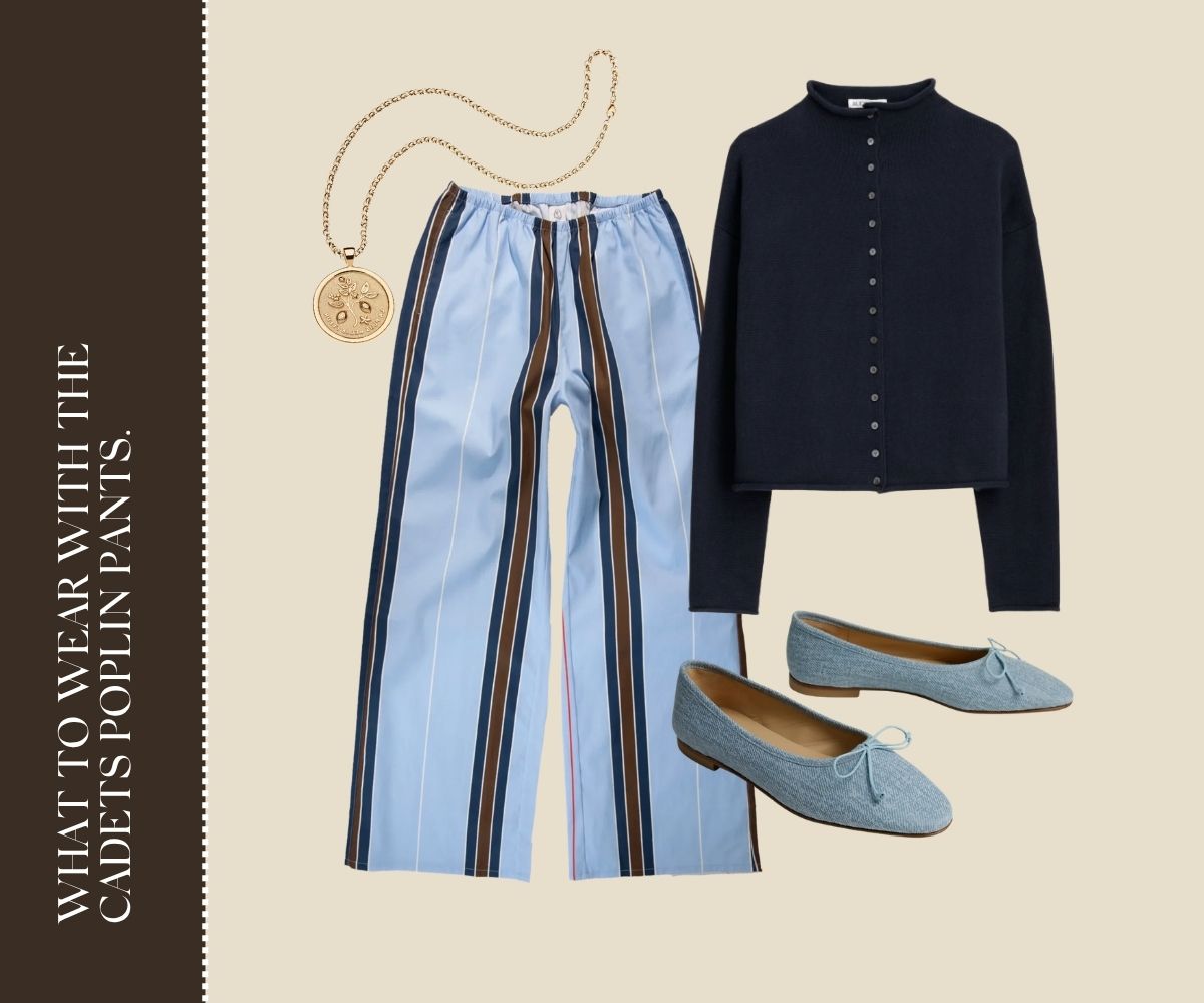 What to wear with the cadets poplin pants collage.