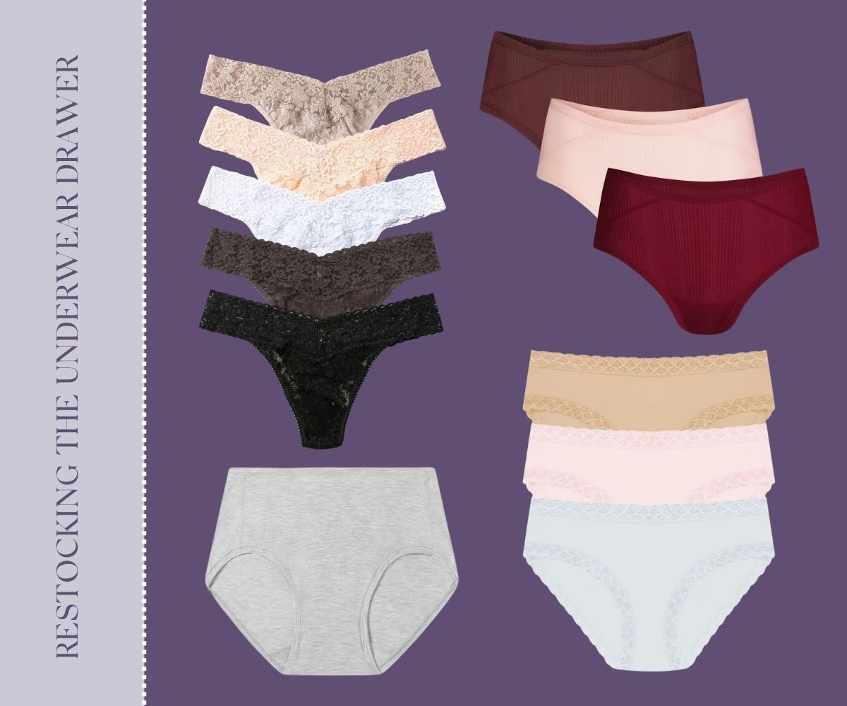 Restocking the underwear drawer collage.