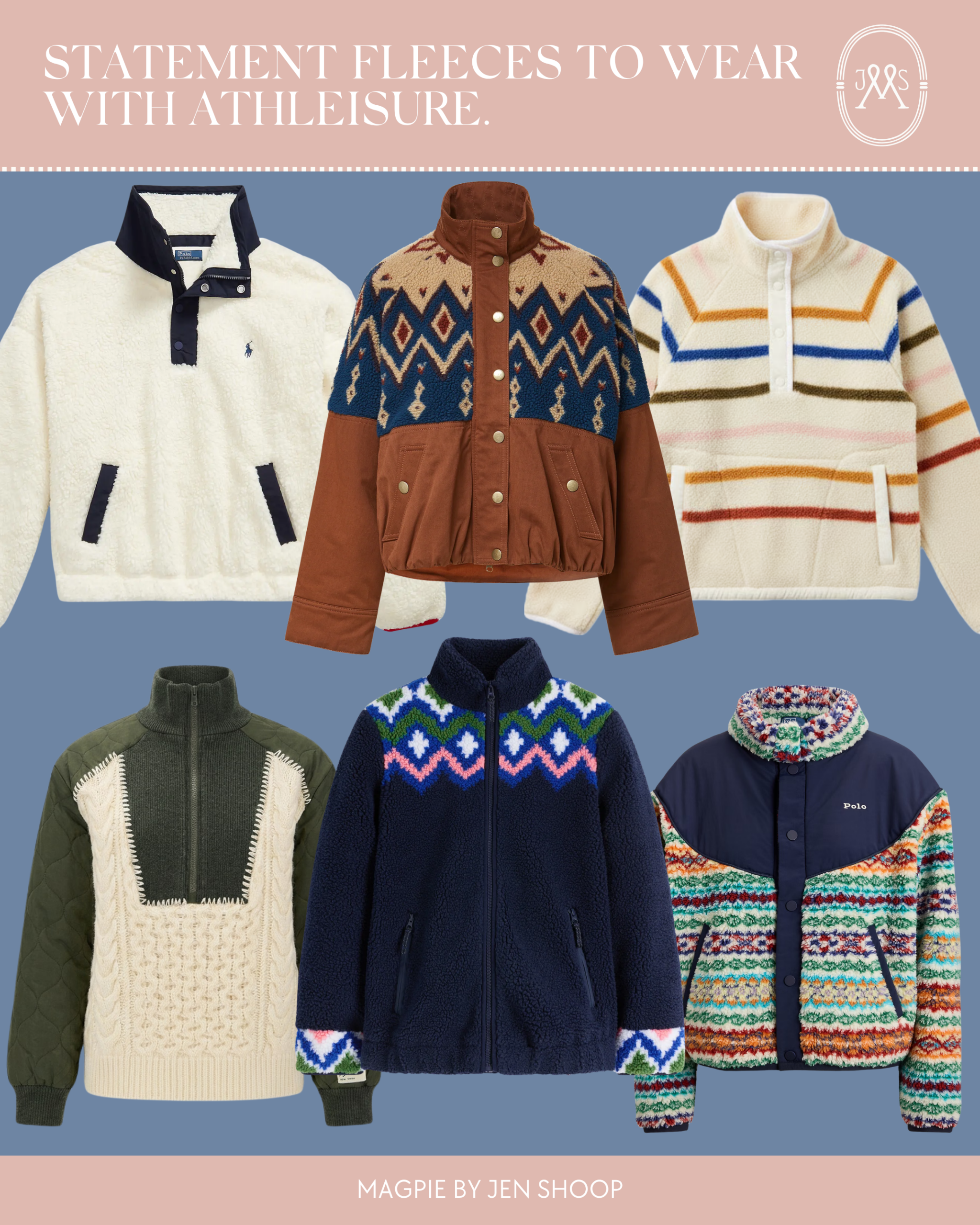 Statement fleeces to wear with athleisure collage.