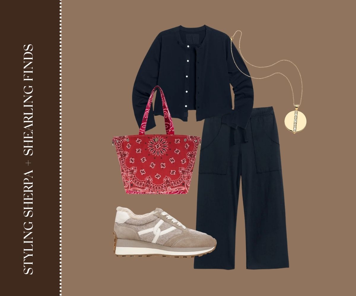 Styling sherpa + shearling finds collage.