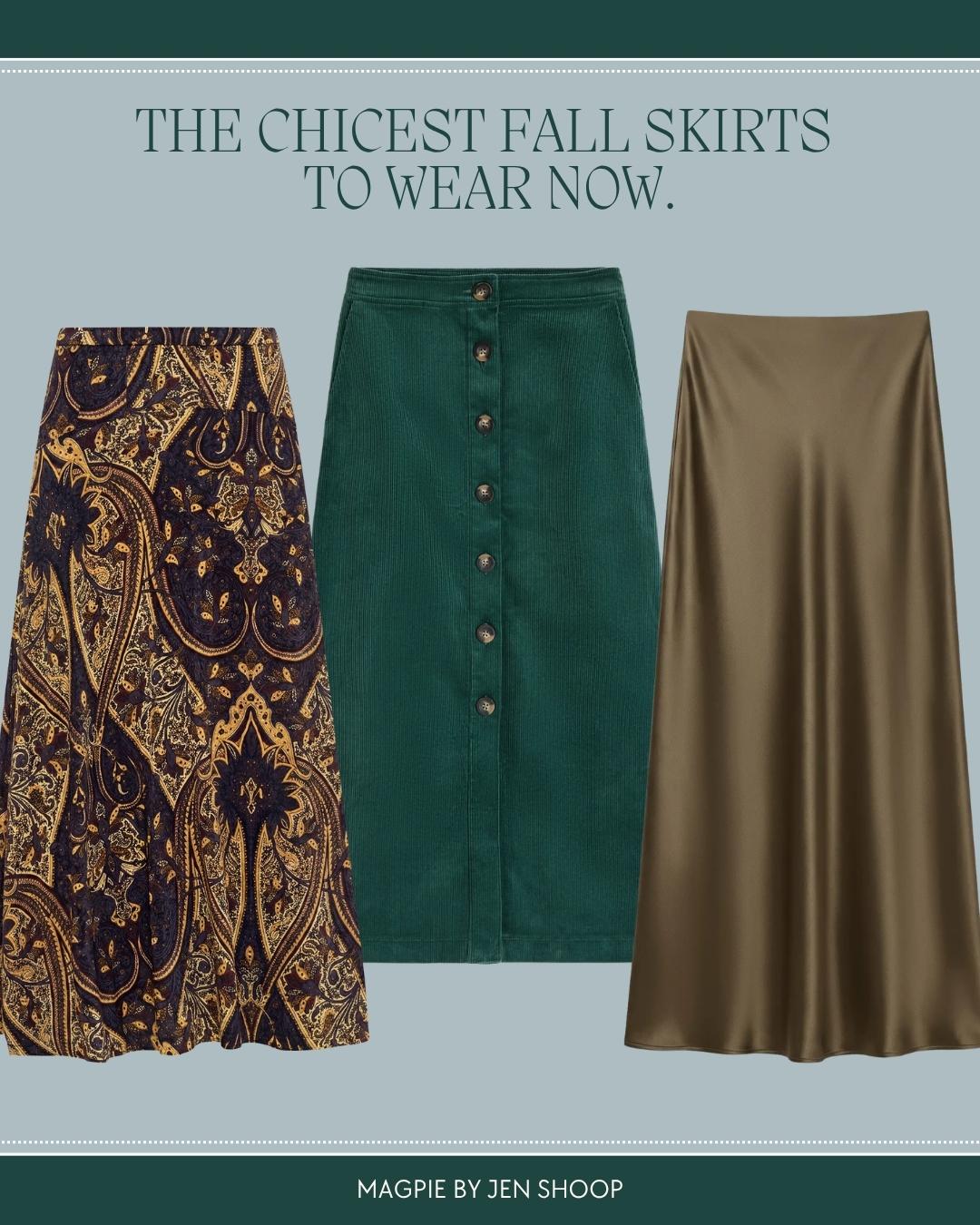 The chicest fall skirts to wear now collage.