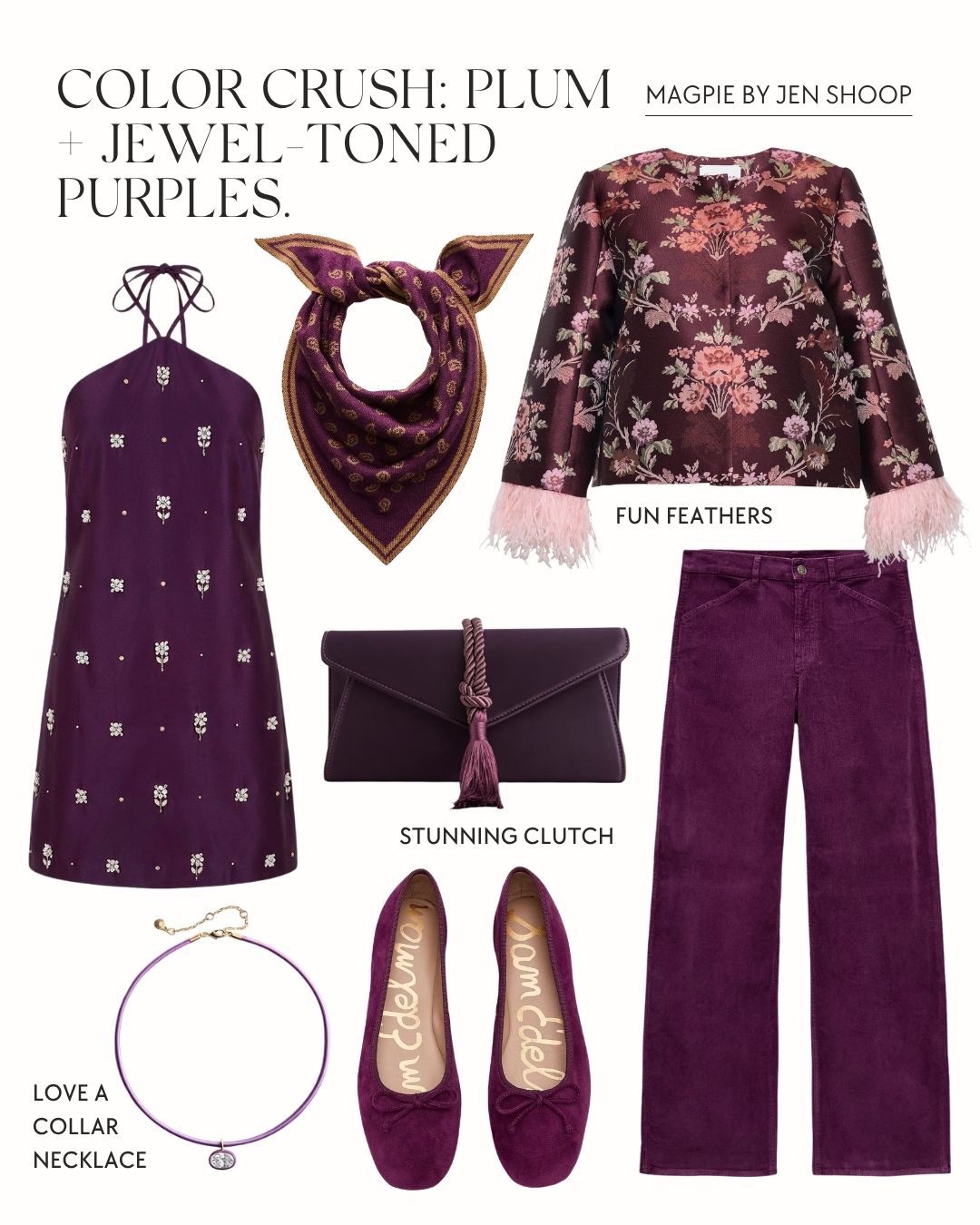 Color crush: plum + jewel-toned purples.