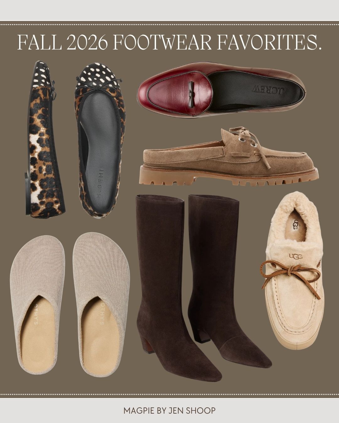 Fall 2026 footwear favorites collage. 