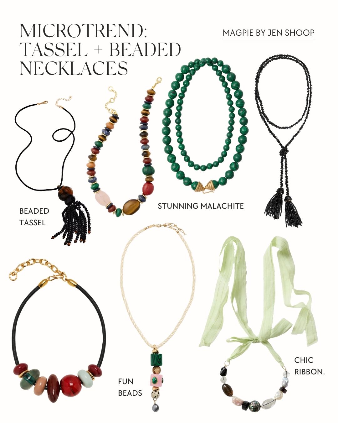 Microtrend: tassel + beaded necklaces collage.