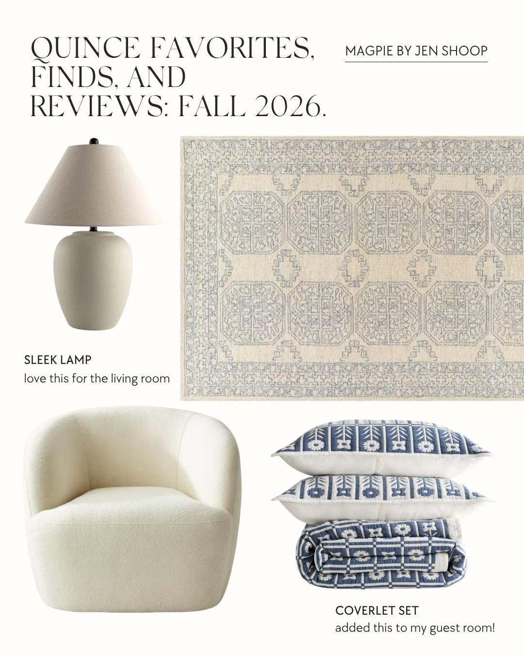 Quince favorites, finds, and reviews: fall 2026 collage.