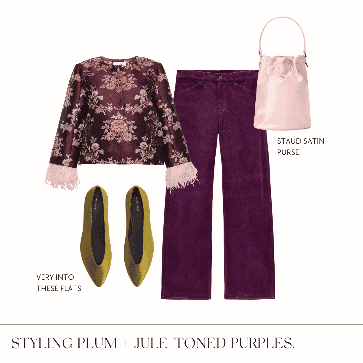 Styling plum + jule-toned purples collage.