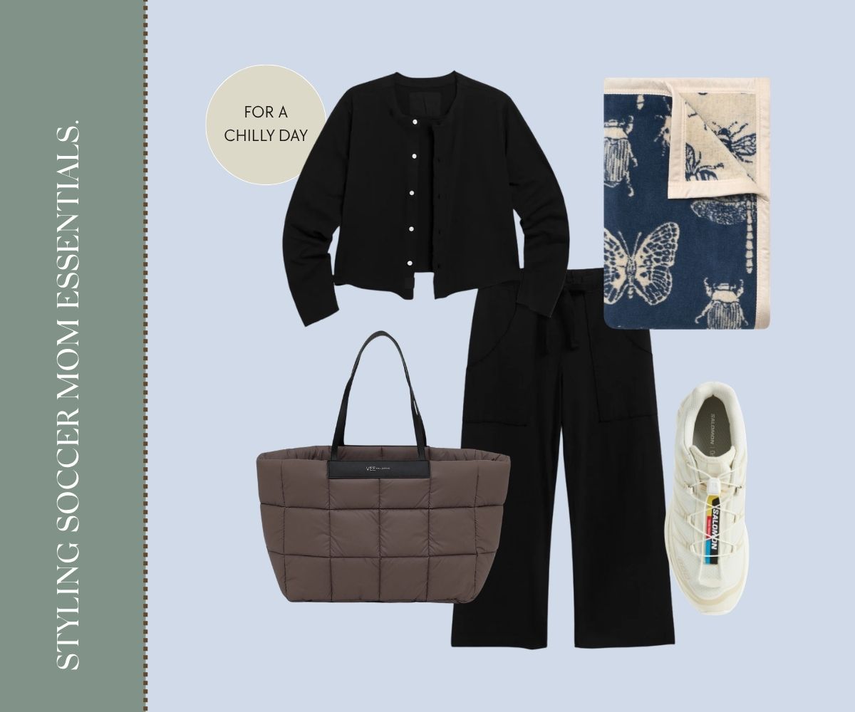 Styling soccer mom essentials collage. 