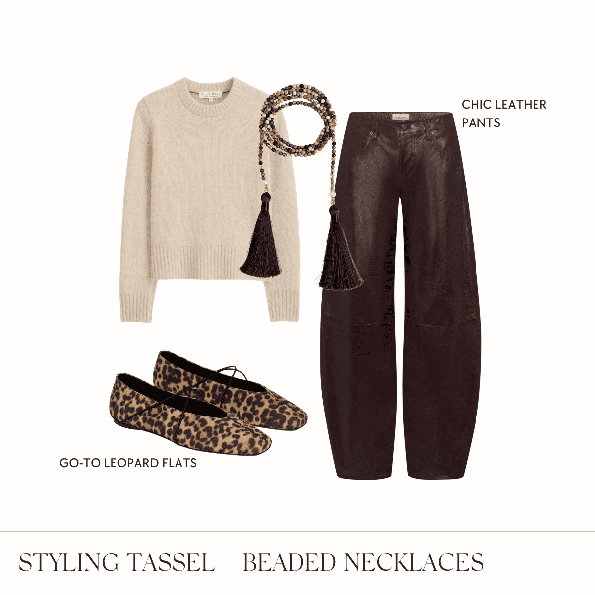Styling tassel + beaded necklaces for fall collage.