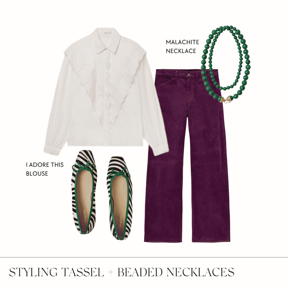 Styling tassel + beaded necklaces for fall collage.