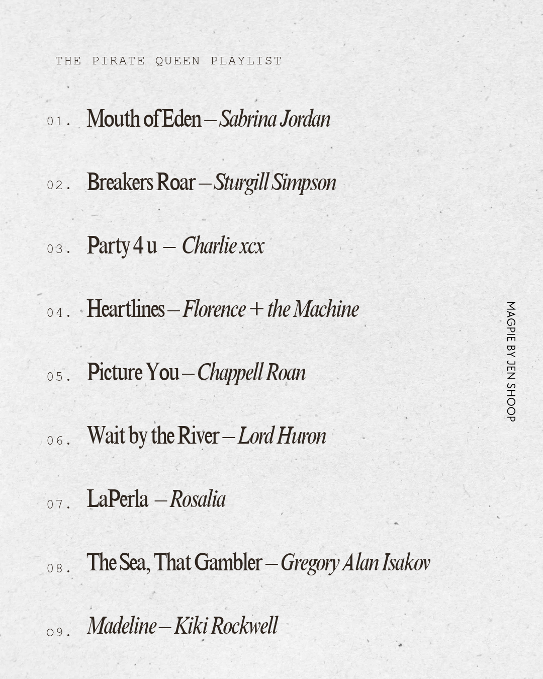 the pirate queen playlist
